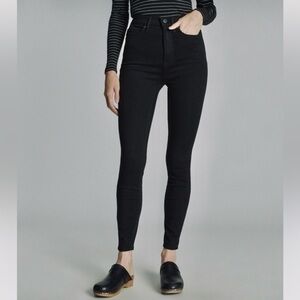 High-Waisted Black Skinny Ankle Jeans